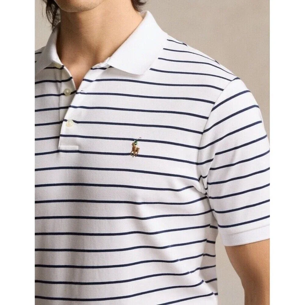 Polo Ralph Lauren Men's Classic-Fit Soft Cotton Shirt Sz L White French Navy